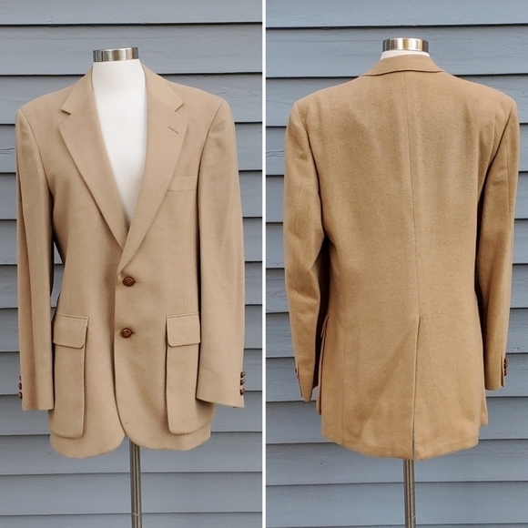 Vintage 90s y2k Austin Reed of Regent Street Wallachs Camel Hair Tan Blazer Md - Picture 1 of 6